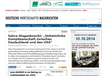 Bild zum Artikel: Sahra Wagenknecht: „Unheimliche Komplizenschaft zwischen Deutschland und den USA“