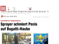 Bild zum Artikel: Veyron-Schockfoto - Sprayer schmiert Penis auf Bugatti-Haube