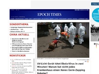 Bild zum Artikel: UV-Licht Gerät tötet Ebola-Virus in zwei Minuten! Warum hat nicht jedes Krankenhaus einen Xenex Germ-Zapping Roboter?
