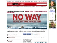 Bild zum Artikel: Kampagne gegen Flüchtlinge: 'Keine Chance - Australien wird nicht eure Heimat'