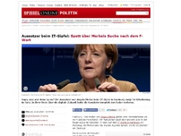 Bild zum Artikel: Aussetzer beim IT-Gipfel: Spott über Merkels Suche nach dem F-Wort