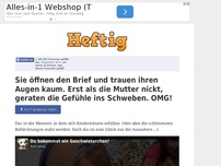 Bild zum Artikel: Sie öffnen den Brief und trauen ihren Augen kaum. Erst als die Mutter nickt, geraten die Gefühle...