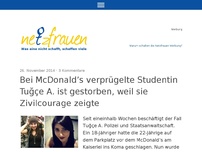 Bild zum Artikel: Bei McDonald’s verprügelte Studentin Tugce A. ist gestorben, weil sie Zivilcourage zeigte