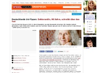 Bild zum Artikel: Deutschlands Uni-Typen: Doktorandin, 90 Jahre, schreibt über den Tod