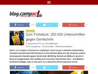 Bild zum Artikel: Zum Frühstück: 250.000 Unterschriften gegen Gentechnik