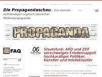 Bild zum Artikel: Staatsfunk: ARD und ZDF verschweigen Friedensappell hochkarätiger Politiker, Künstler und Intellektueller