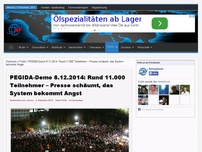 Bild zum Artikel: PEGIDA-Demo 8.12.2014: Rund 11.000 Teilnehmer – Presse schäumt, das System bekommt Angst