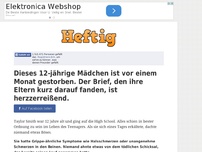 Bild zum Artikel: Dieses 12-jährige Mädchen ist vor einem Monat gestorben. Der Brief, den ihre Eltern kurz darauf...