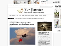 Bild zum Artikel: Mann fällt aus Flugzeug, weil er Bordanweisung nicht aufmerksam verfolgt hat
