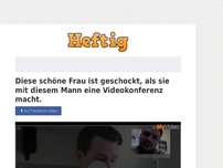 Bild zum Artikel: Diese schöne Frau ist geschockt, als sie mit diesem Mann eine Videokonferenz macht.