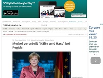 Bild zum Artikel: Neujahrsansprache der Kanzlerin: Merkel verurteilt 'Kälte und Hass' bei Pegida