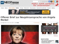 Bild zum Artikel: Offener Brief zur Neujahrsansprache von Angela Merkel
