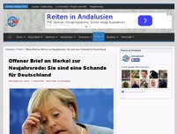 Bild zum Artikel: Offener Brief an Merkel zur Neujahrsrede: Sie sind eine Schande für Deutschland