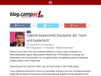 Bild zum Artikel: Gabriel bezeichnet Deutsche als “reich und hysterisch“