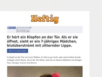 Bild zum Artikel: Er hört ein Klopfen an der Tür. Als er sie öffnet, sieht er ein 7-jähriges Mädchen,...