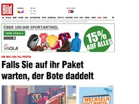 Bild zum Artikel: DHL-Fahrer - Auf Paket gewartet? Der Bote daddelt gerade