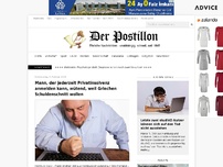 Bild zum Artikel: Mann, der jederzeit Privatinsolvenz anmelden kann, wütend, weil Griechen Schuldenschnitt wollen