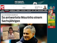 Bild zum Artikel: So antwortete Mourinho einem Sechsjährigen Chelsea-Coach José Mourinho, sonst eher für markige Sprüche bekannt, antwortete einem kleinen Aston-Villa-Fan (6) persönlich auf dessen rührende Jobanfrage. »