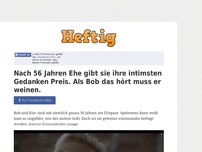 Bild zum Artikel: Nach 56 Jahren Ehe gibt sie ihre intimsten Gedanken Preis. Als Bob das hört muss er weinen.