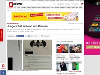 Bild zum Artikel: Post aus Gotham City: Junge erhält Antwort von Batman