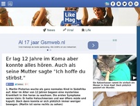 Bild zum Artikel: Er lag 12 Jahre im Koma aber konnte alles hören. Auch als seine Mutter sagte 'Ich hoffe du stirbst.'