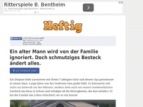 Bild zum Artikel: Ein alter Mann wird von der Familie ignoriert. Doch schmutziges Besteck ändert alles.