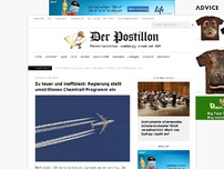 Bild zum Artikel: Zu teuer und ineffizient: Regierung stellt umstrittenes Chemtrail-Programm ein