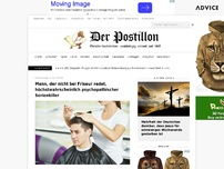 Bild zum Artikel: Mann, der nicht bei Friseur redet, höchst­wahr­scheinlich psycho­pathischer Serienkiller