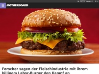Bild zum Artikel: Forscher sagen der Fleischindustrie mit ihrem billigem Labor-Burger den Kampf an
