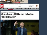 Bild zum Artikel: Guardiola: „Hätte am liebsten 1000 Dantes“ Nach dem 1:0-Sieg der Bayern beim BVB hob FCB-Coach Pep Guardiola seinen Verteidiger Dante besonders hervor. »