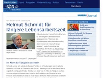Bild zum Artikel: Helmut Schmidt für längere Lebensarbeitszeit
