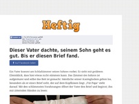 Bild zum Artikel: Dieser Vater dachte, seinem Sohn geht es gut. Bis er diesen Brief fand.