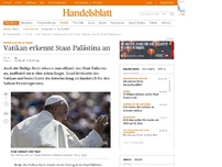Bild zum Artikel: Enttäuschung in Israel: Vatikan erkennt Staat Palästina an