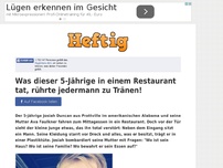 Bild zum Artikel: Was dieser 5-Jährige in einem Restaurant tat, rührte jedermann zu Tränen!