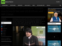 Bild zum Artikel: Evo Morales im RT-Interview: Europa, macht euch frei von US-Einfluss und IWF-Diktat