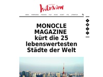 Bild zum Artikel: Monocle Magazine Quality of Life Survey 2015 Cities lebenswerte Städte