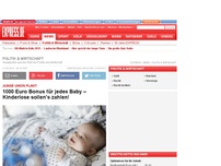 Bild zum Artikel: Junge Union plant: - 1000 Euro Bonus für jedes Baby – Kinderlose sollen's zahlen!
