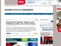 Bild zum Artikel: Peinlich für Merkel: Obama und Hollande wollen Euro-Krise lösen