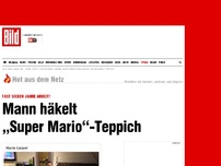 Bild zum Artikel: Fast 7 Jahre Arbeit! - Mann häkelt „Super Mario“-Teppich