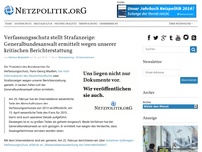 Bild zum Artikel: Verfassungsschutz stellt Strafanzeige: Generalbundesanwalt ermittelt wegen unserer kritischen Berichterstattung