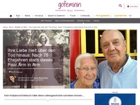 Bild zum Artikel: Ihre Liebe hielt über den Tod hinaus: Nach 75 Ehejahren starb dieses Paar Arm in Arm