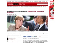Bild zum Artikel: Schuldenschnitt für Griechenland: Obama drängt Merkel zum Nachgeben