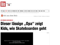 Bild zum Artikel: Von wegen gebrechlich! - Dieser „Opa“ zeigt Kids, wie Skateboarden geht