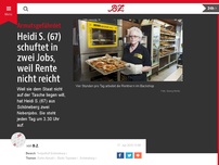 Bild zum Artikel: Heidi S. (67) schuftet in zwei Jobs, weil Rente nicht reicht