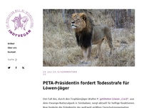 Bild zum Artikel: Peta fordert Todesstrafe für Löwen-Jäger