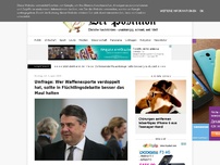 Bild zum Artikel: Umfrage: Typ, der Waffenexporte verdoppelt hat, sollte in Flüchtlingsdebatte besser das Maul halten