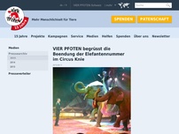 Bild zum Artikel: VIER PFOTEN begrüsst die Beendung der Elefantennummer im Circus Knie