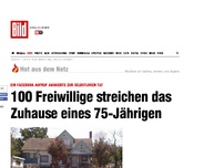 Bild zum Artikel: Via Facebook-Aufruf - 100 Freiwillige streichen Haus eines 75-Jährigen