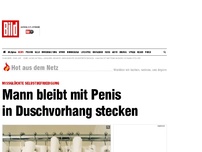 Bild zum Artikel: Selbstbefriedigung - Mann bleibt mit Penis in Duschvorhang stecken