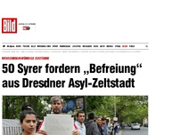 Bild zum Artikel: 50 Syrer demonstrieren - Protest für „Befreiung“ aus Asyl-Zeltstadt